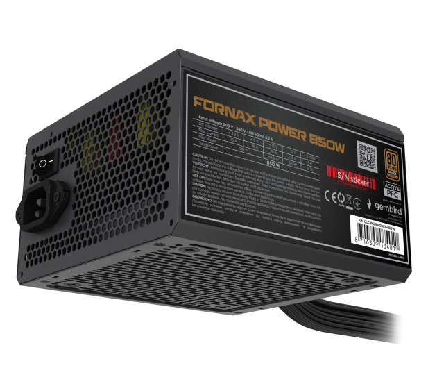 Gembird Fornax 850W 80 Plus Bronze - 1346449 - zdjęcie